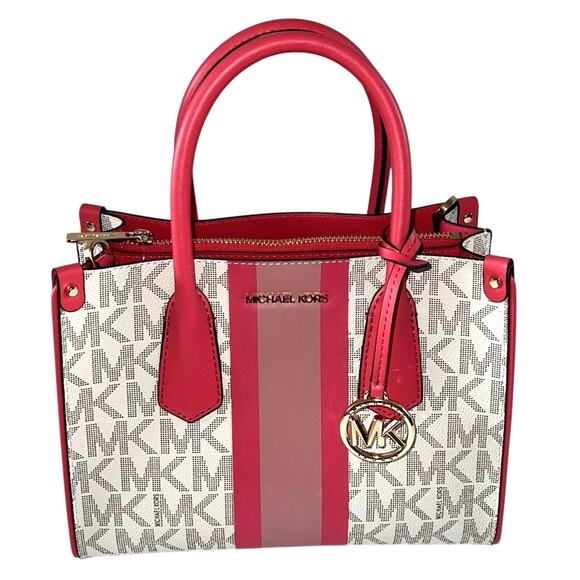 MICHAEL KORS CENTER STRIPE MAPLE SMALL GERAN MULTI SATCHEL - Picture 1 of 10